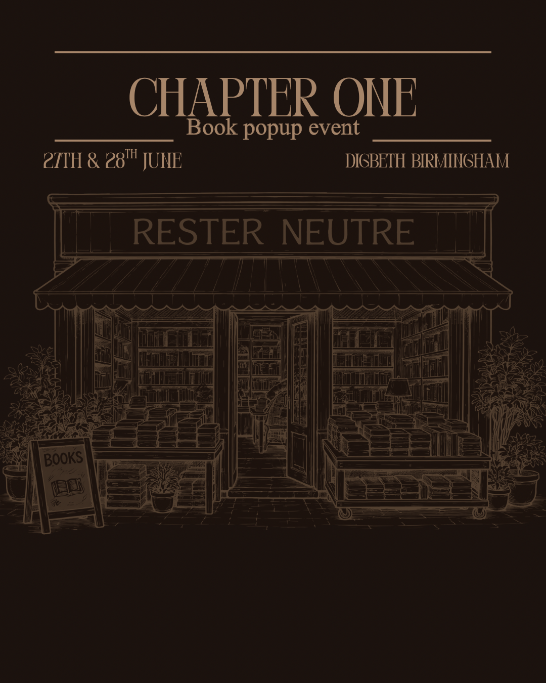 Chapter One Book Pop Up Event (Early Bird Ticket) 28th June 11:00-13:00pm